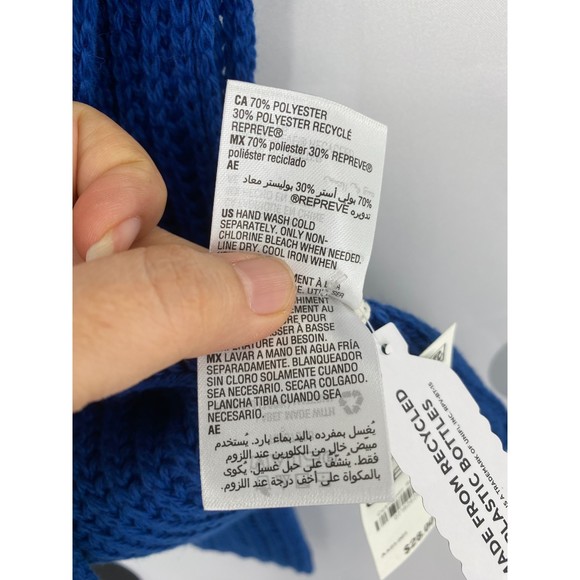 Style & Co NWT Solid Ribbed Muffler Extra Long Recycled Wrap Scarf Blue OS New - Picture 8 of 10